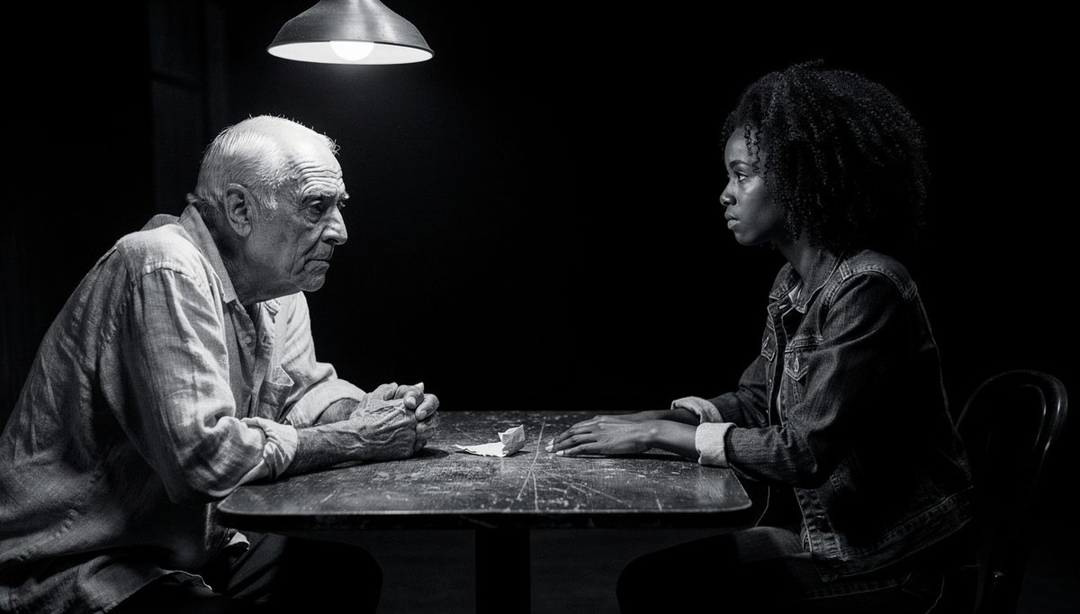 Elderly man and young woman using age specific icebreakers