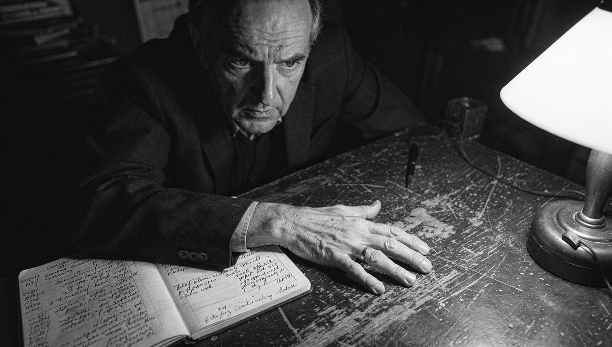 Man reviewing handwritten icebreaker list for meeting preparation