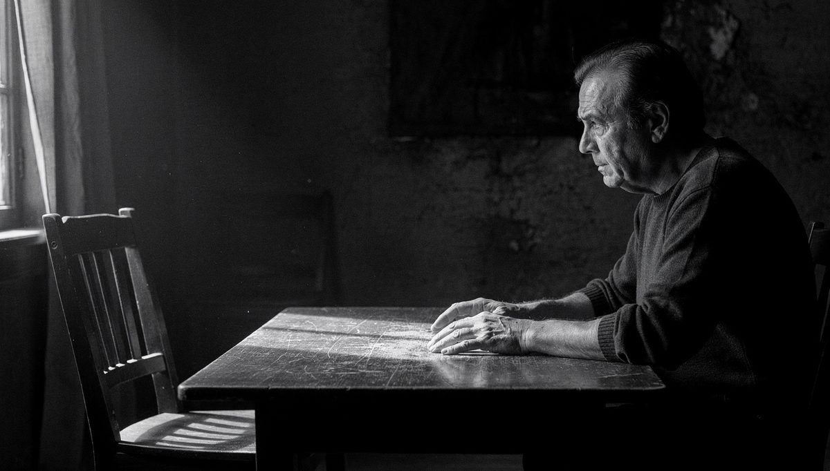 Man closing a patient hearing session at a wooden table