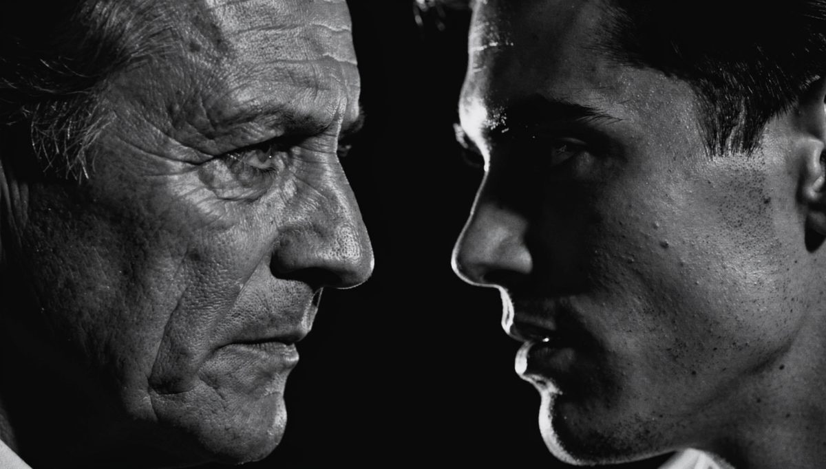 Close eye contact between two people, focused gaze, eye contact relationships