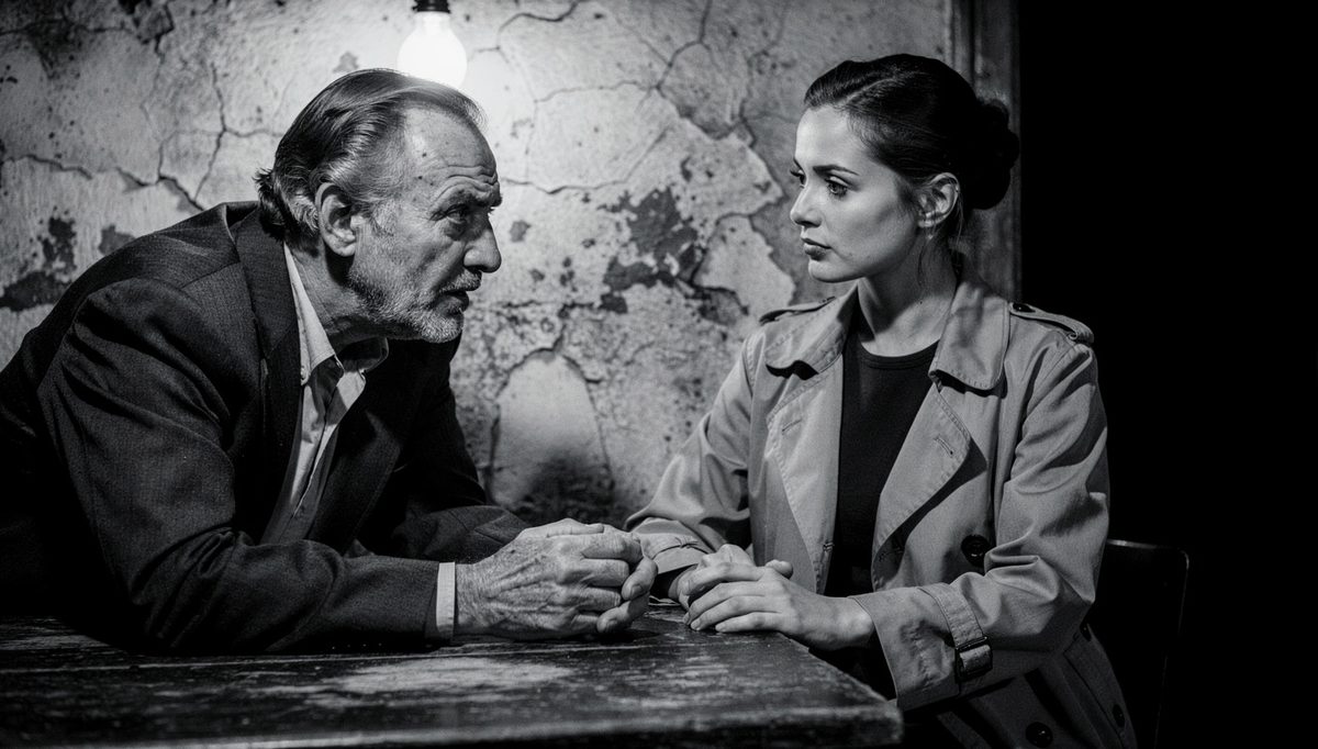 Man and woman in tense exchange showing facial expression weight