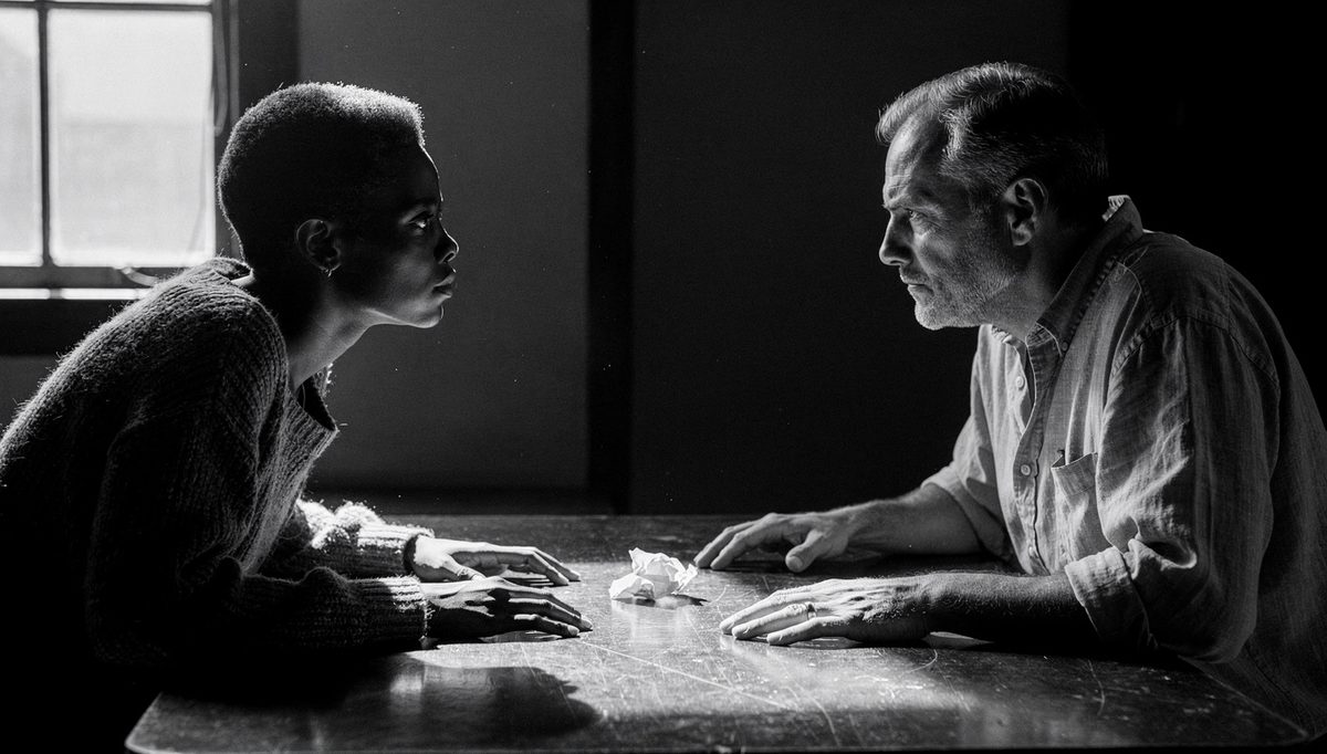 Two colleagues listening during a difficult workplace disagreement conversation
