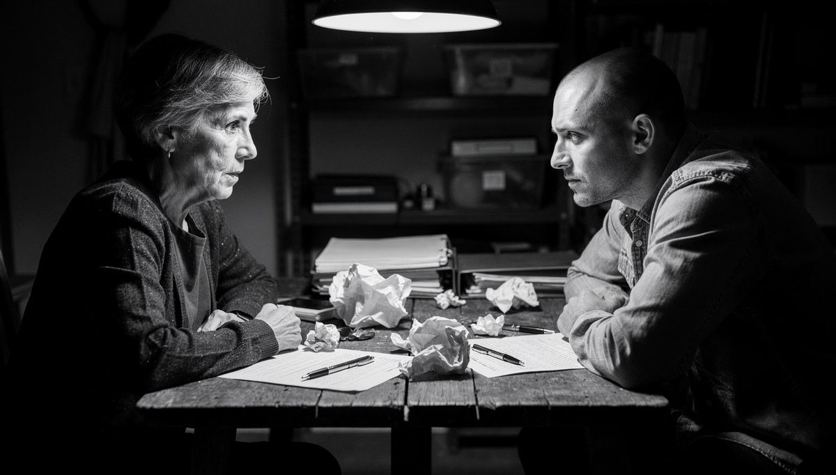 Two colleagues in intense honest conversation illustrating psychological safety team