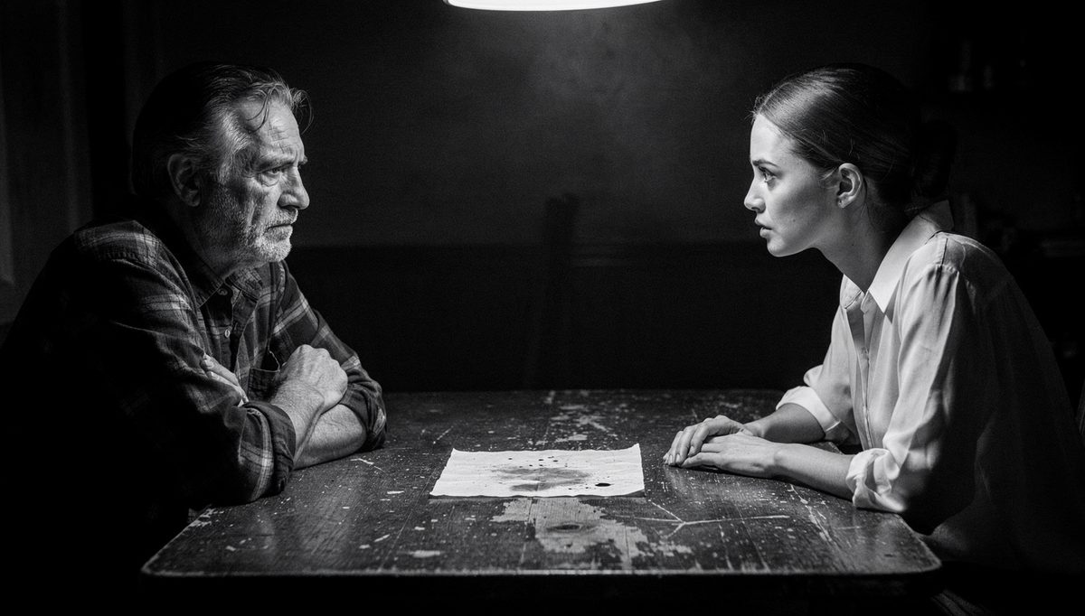 Man practicing patient hearing method with difficult person at table