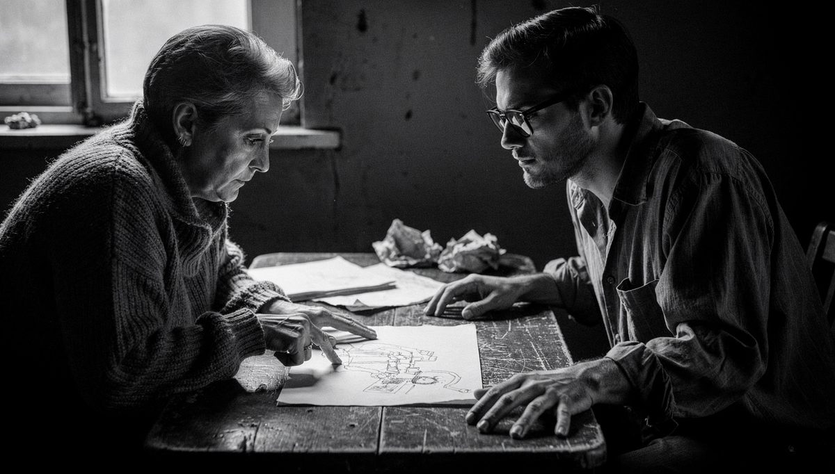 Two people using drawings to bridge a language barrier icebreaker