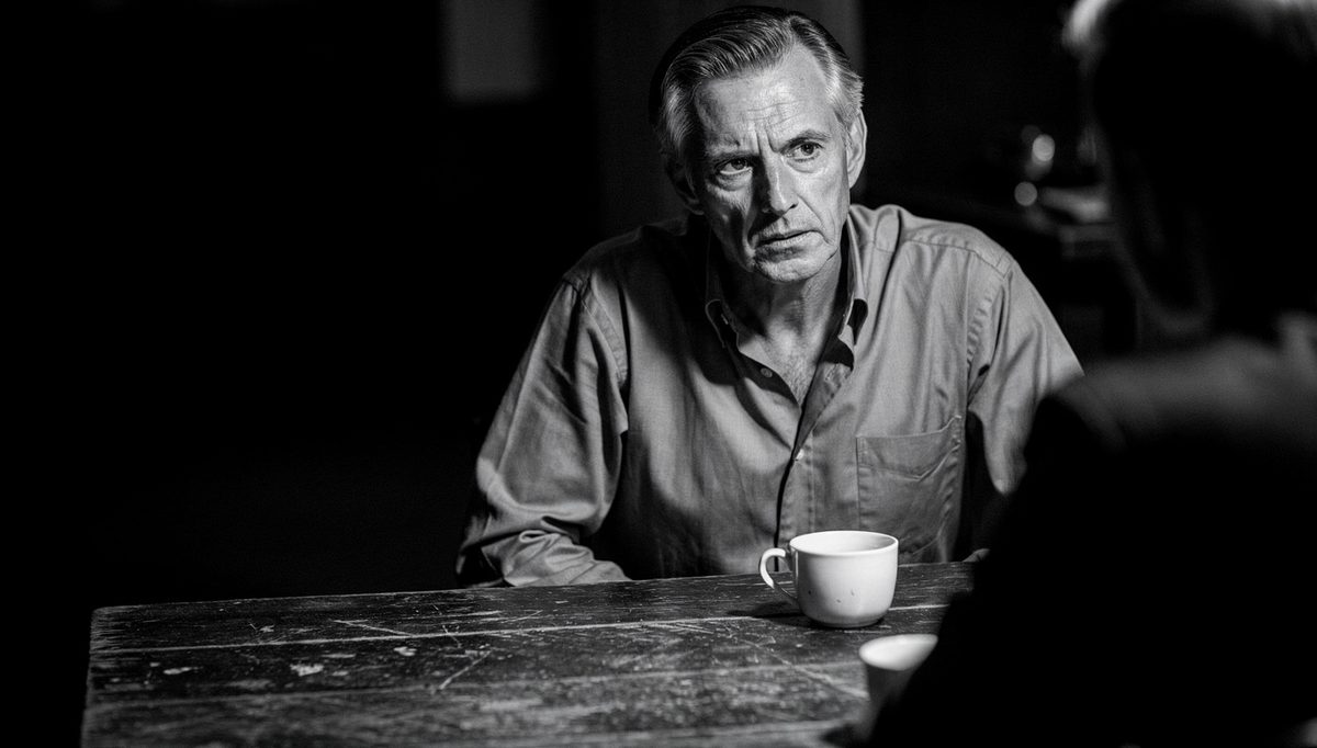 Man observing baseline behavior through focused watchful body language