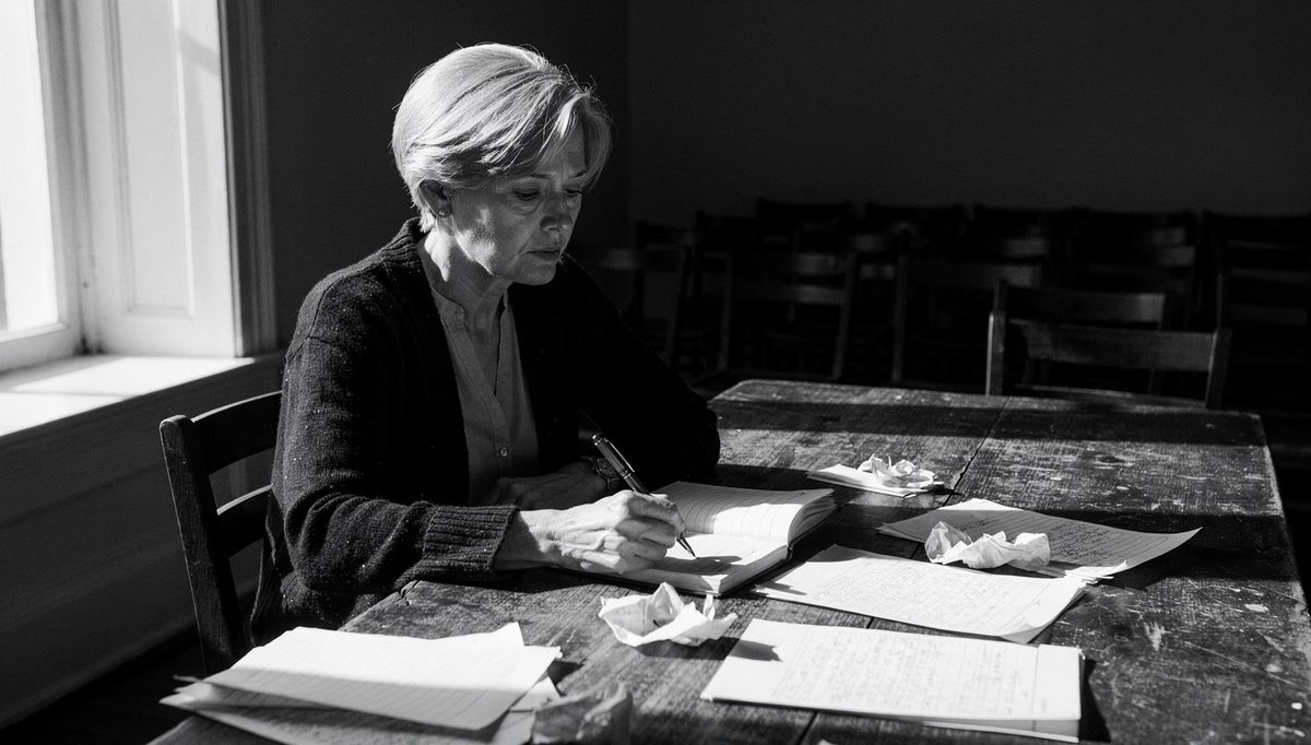 Woman preparing conversation pre-mortem icebreakers at a table