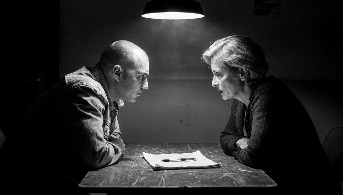 Two colleagues in focused feedback conversation, feedback for continuous improvement