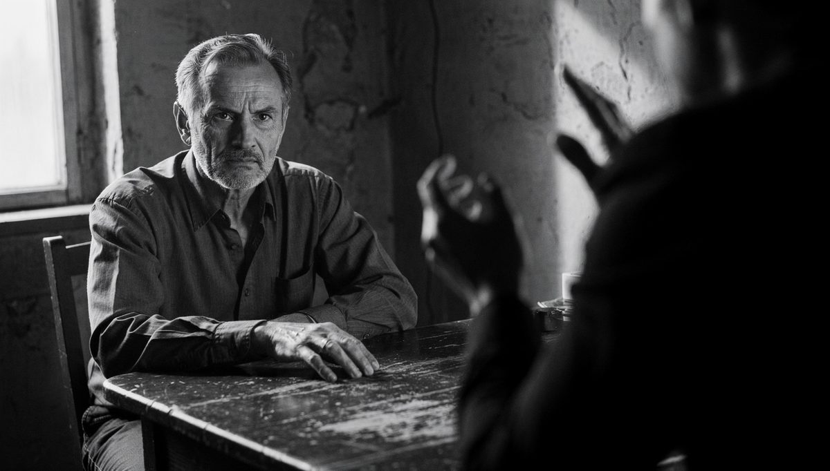 Man in patient hearing mode during a high-stakes workplace conversation