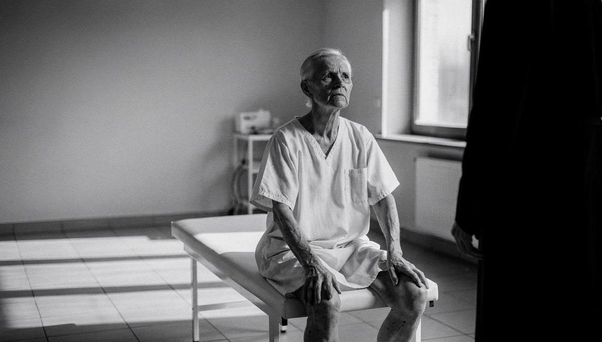 Elderly patient listening during clinical setting icebreakers exchange