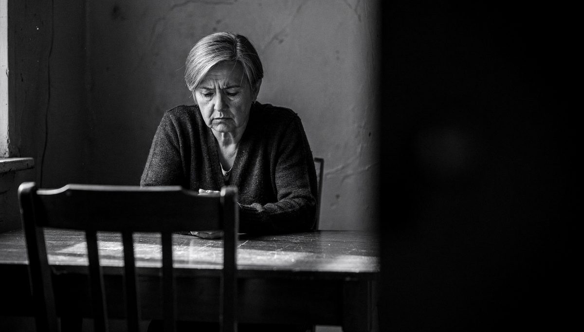 Woman avoiding a feedback conversation at workplace table