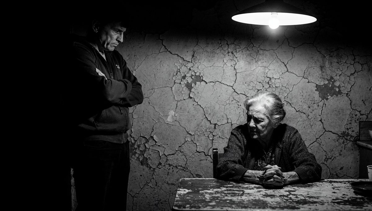 Adult and elder at table showing toxic traits family tension