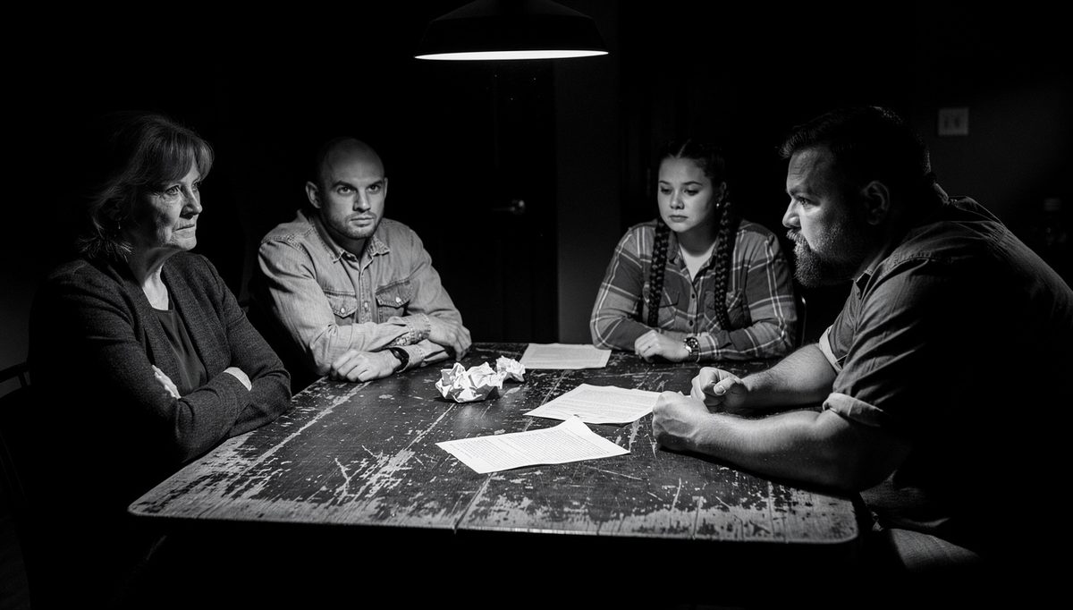 Group showing toxic traits tension around a team table