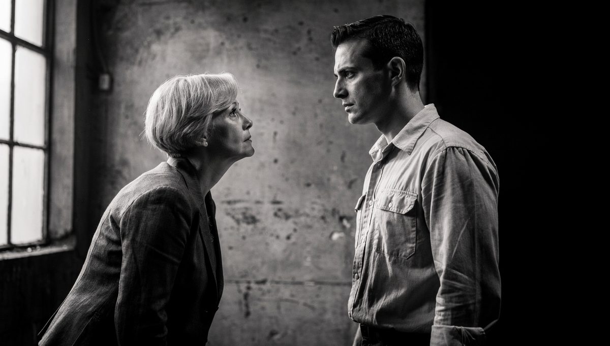 Two people using physical expression communication in tense conversation