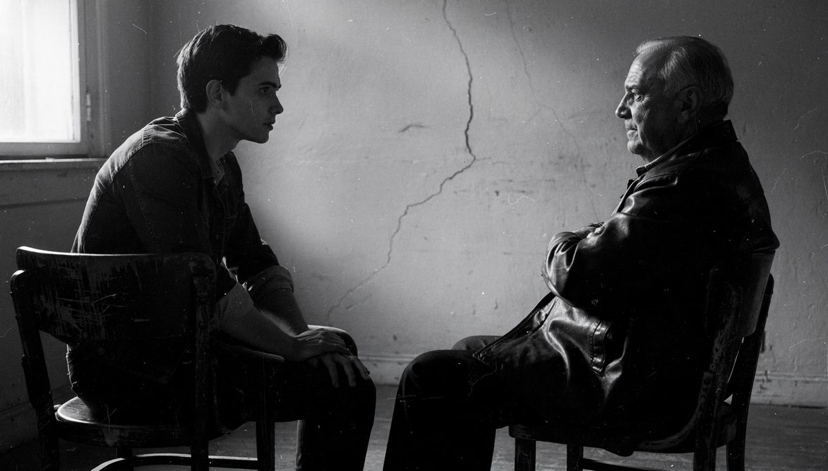Two people in tense face-to-face talk, medium richness hierarchy