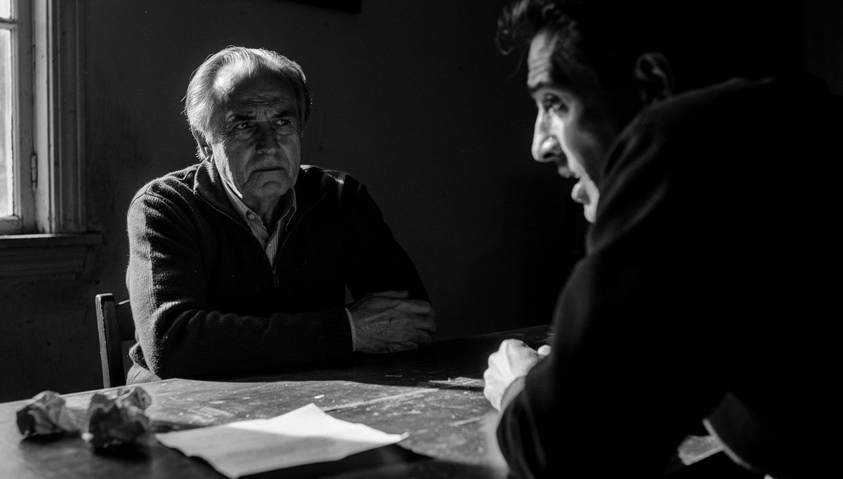 Man failing at patient hearing with a difficult person across table
