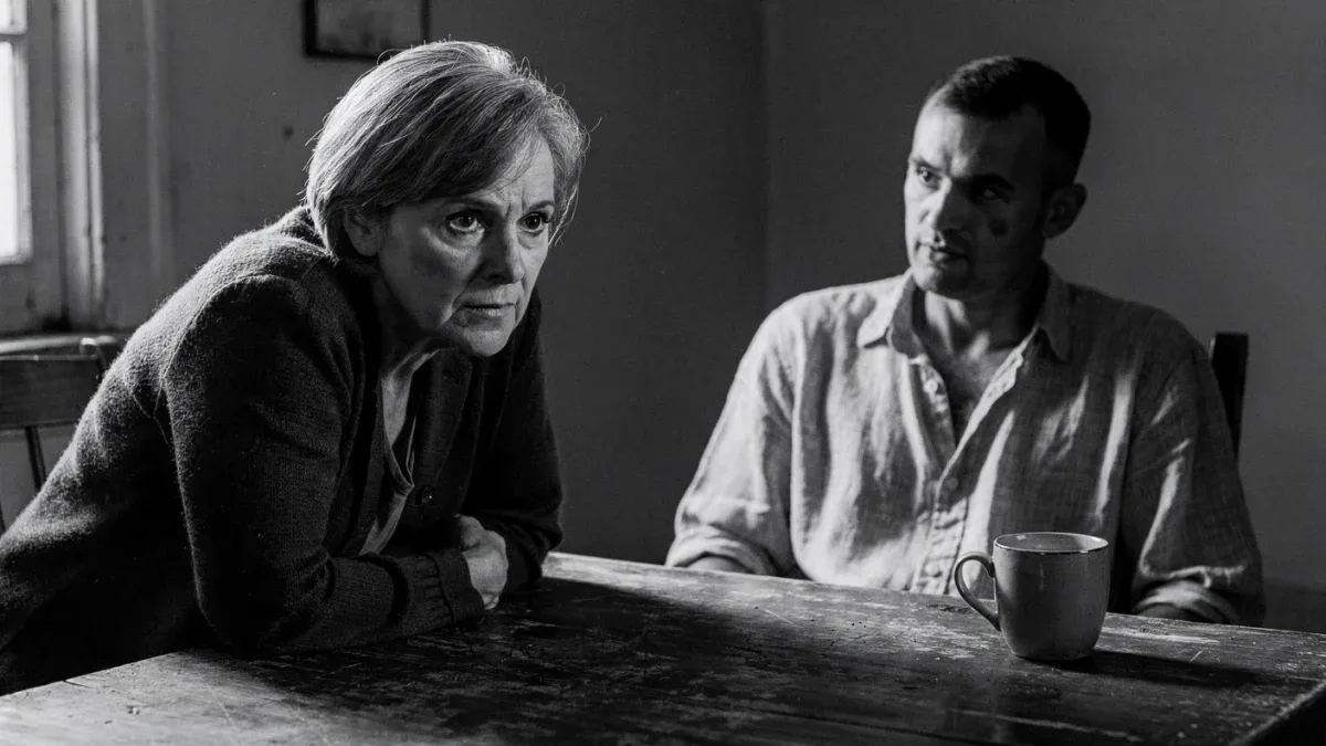 Two colleagues in tense effective feedback skills conversation, cinematic